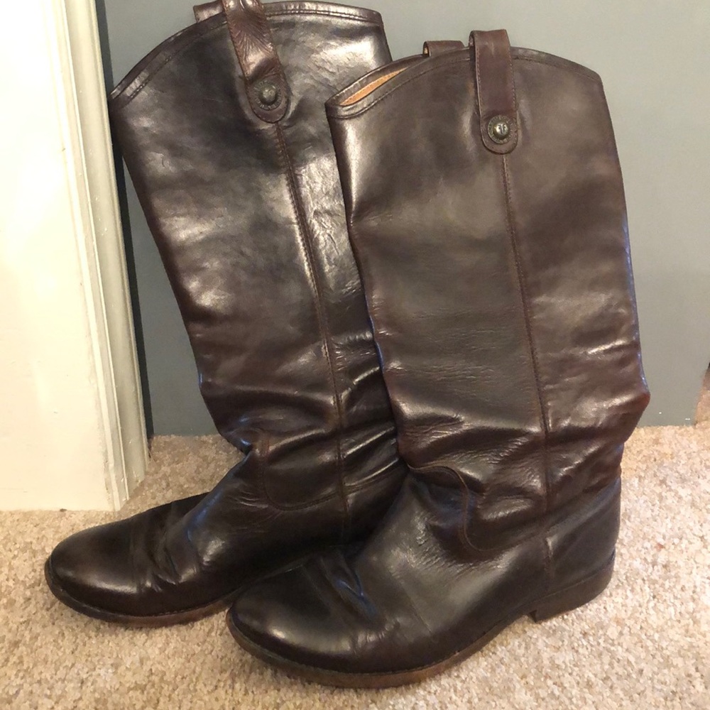 Frye Melissa Button Brown riding boots